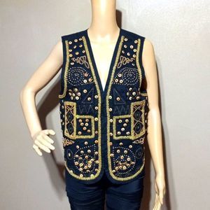 AJ beaded black cotton vest, sz S